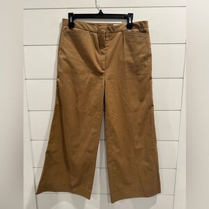 Lemaire tan wide leg cropped trouser pants